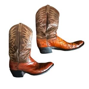 Vintage Dan Post Leather Western Cowboy Riding Work Boots Mens Size 9.5